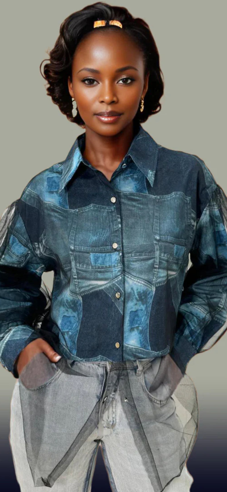 Sheer overlay blouse