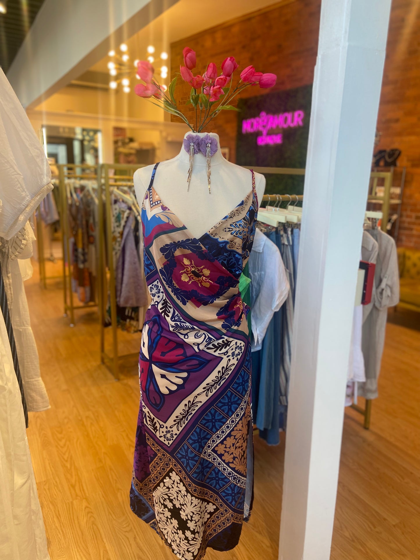 Printed floral slip dress