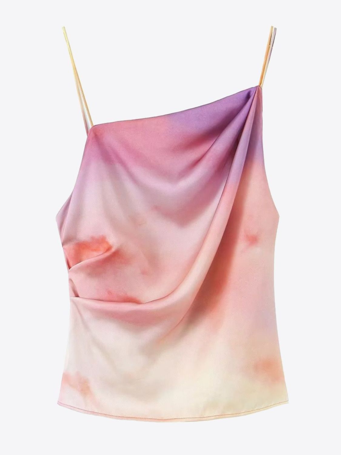 Tie-Dye Asymmetrical Ruched Cami