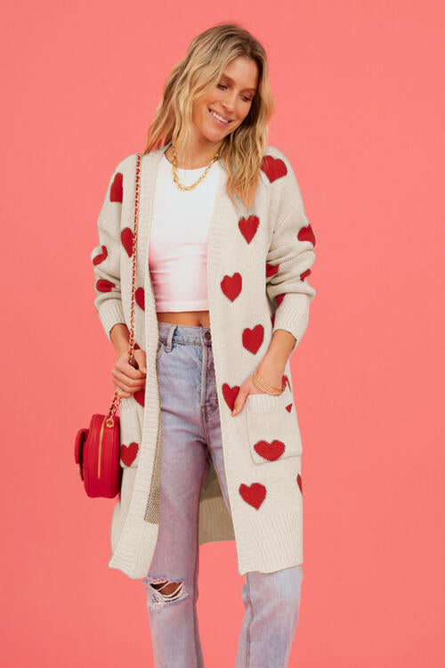 Heart open front cardigan