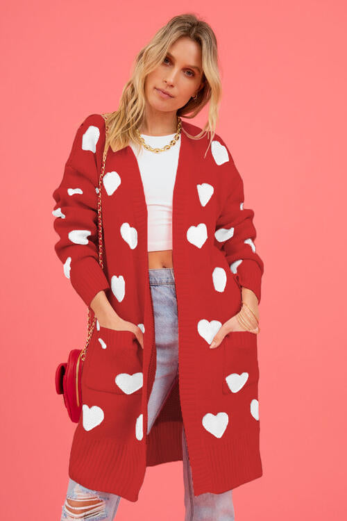 Heart open front cardigan