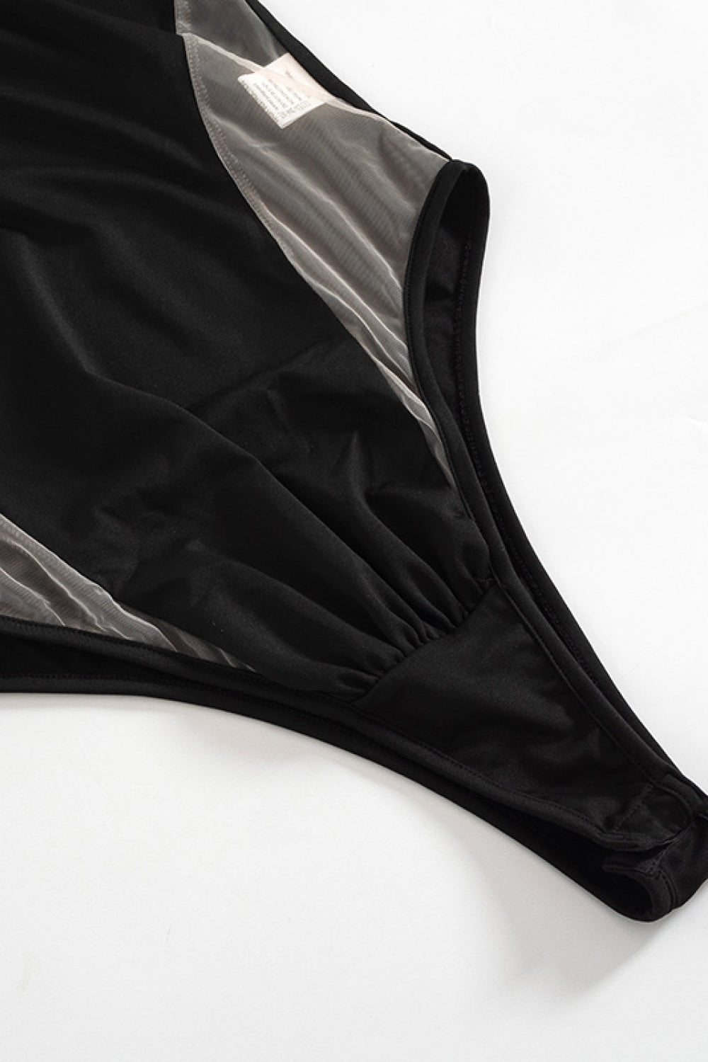 Spliced Mesh Bodysuit and Ruched Skirt Set