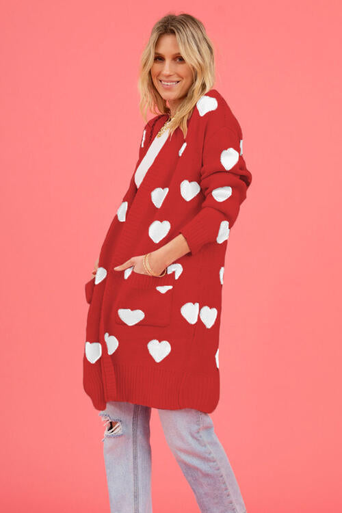 Heart open front cardigan