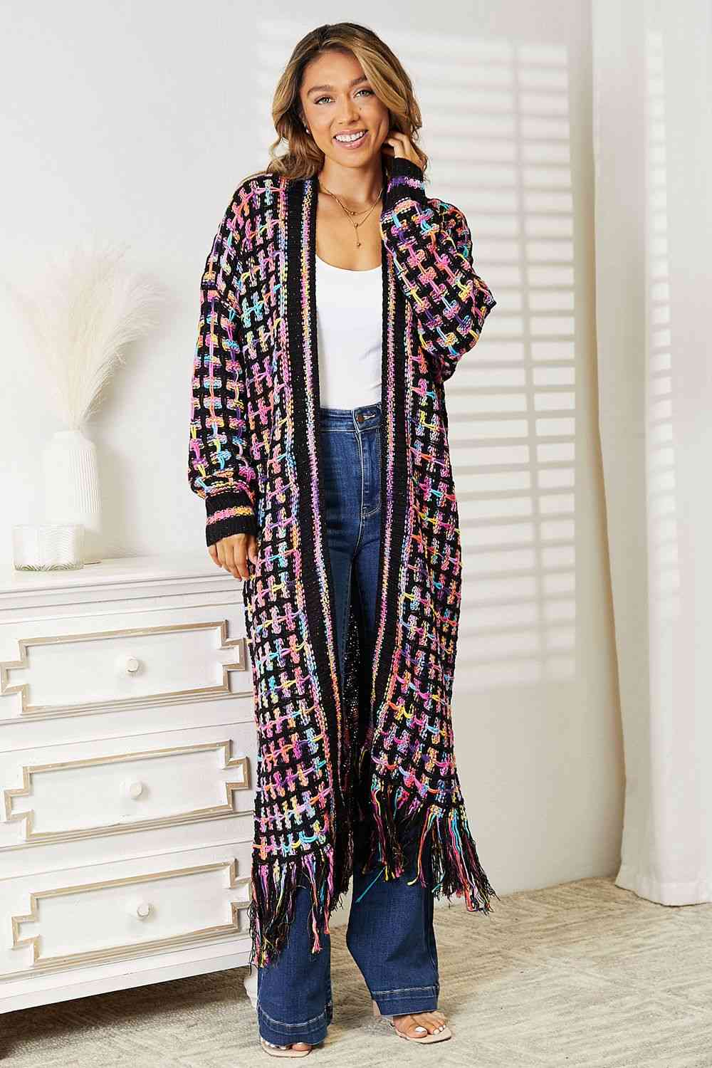Multicolored Fringe Cardigan
