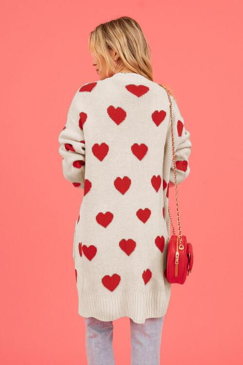 Heart open front cardigan