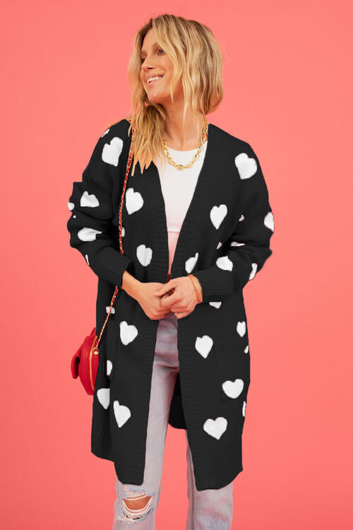 Heart open front cardigan