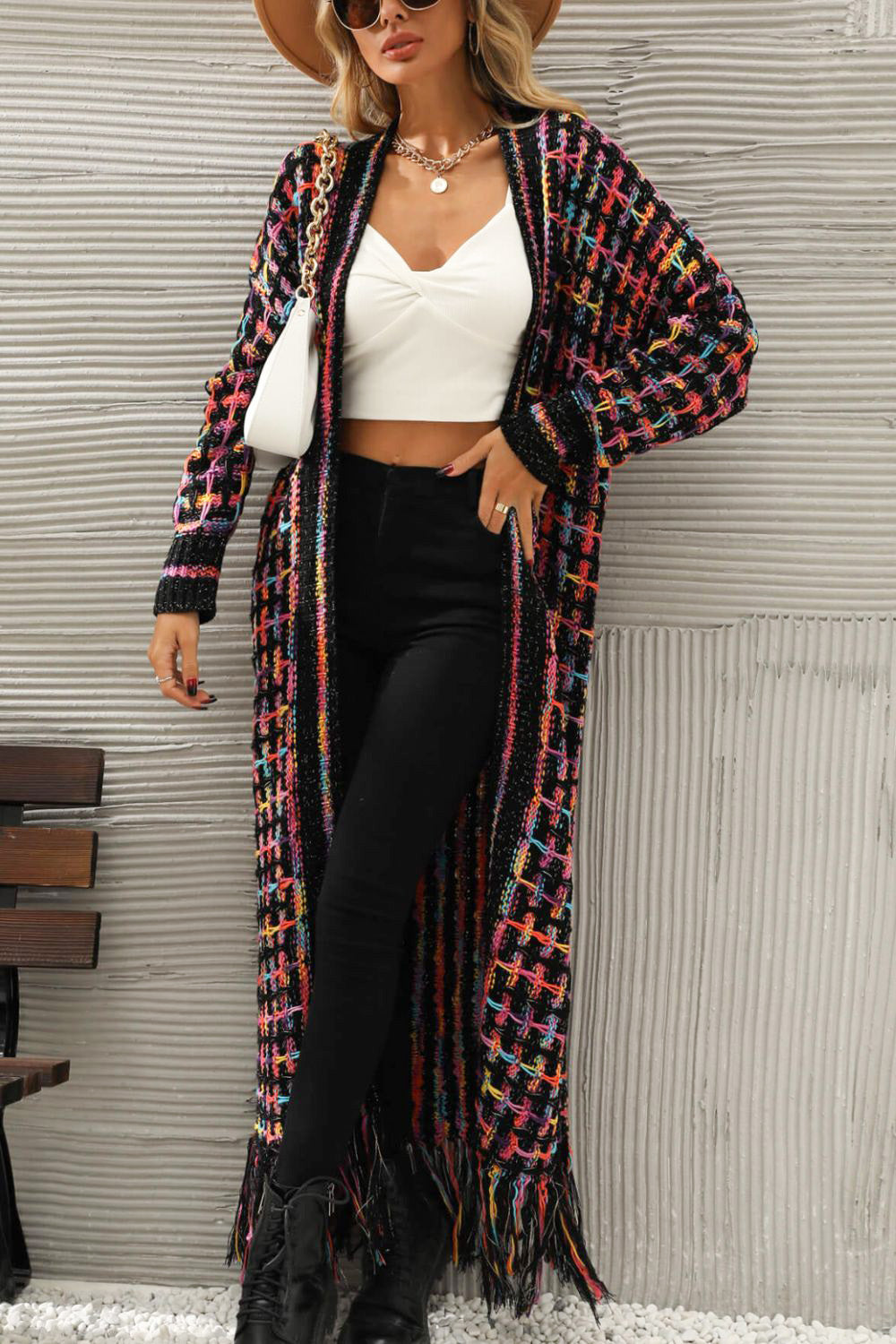 Multi Fringe Hem Cardigan