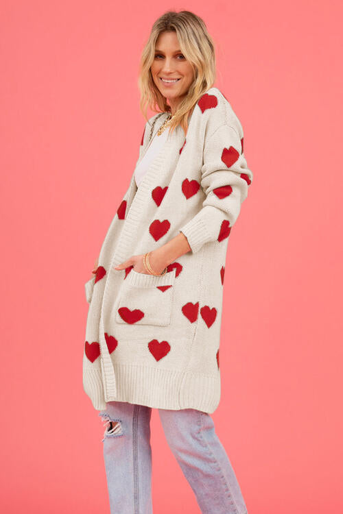 Heart open front cardigan