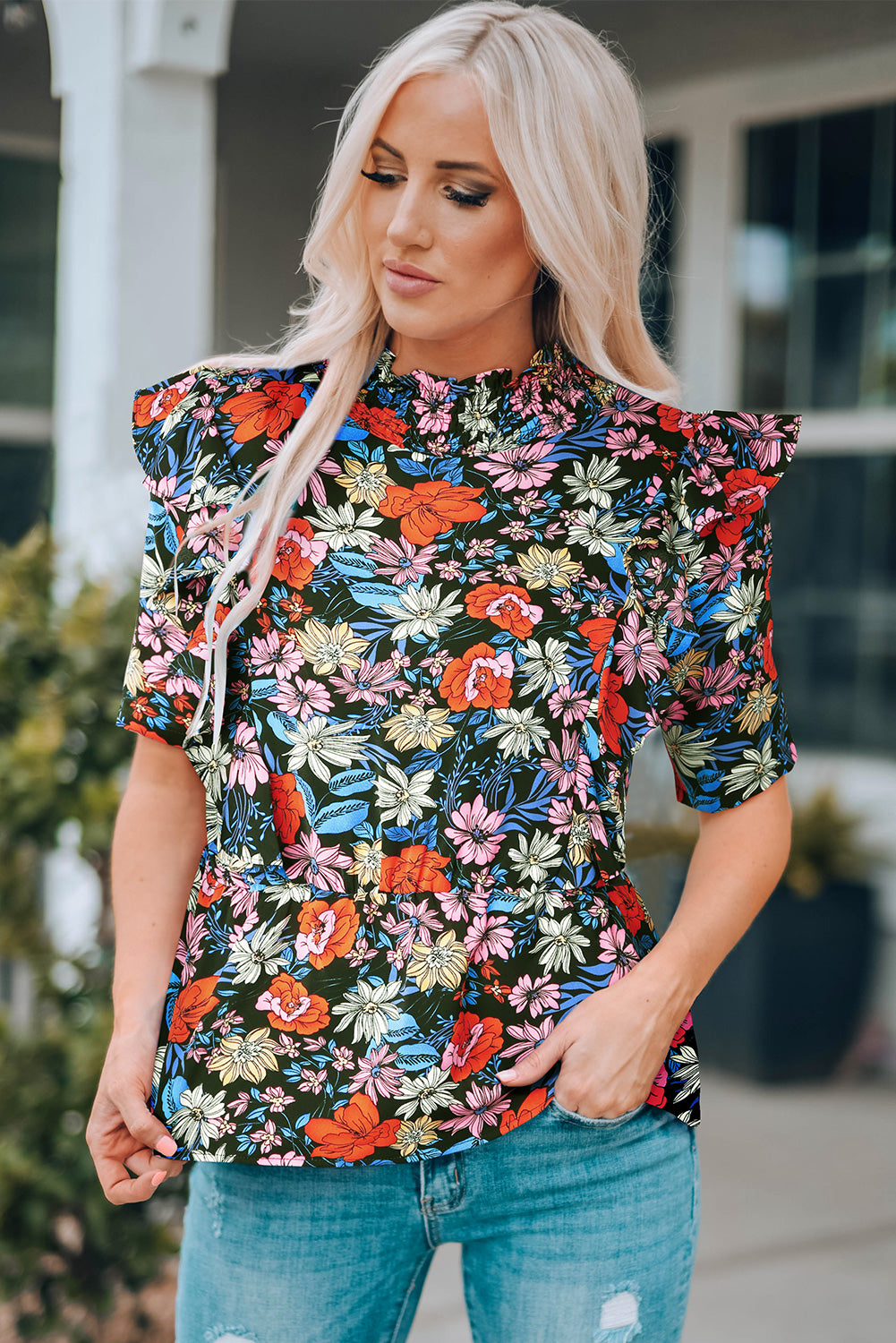 Floral Ruffle Blouse