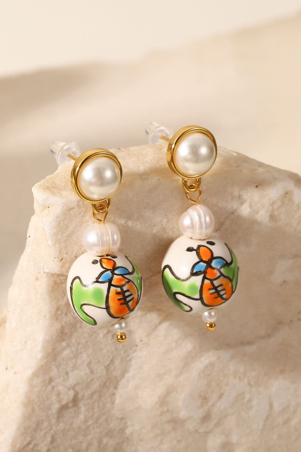 Pearl Painted Ceramic Drop Earrings