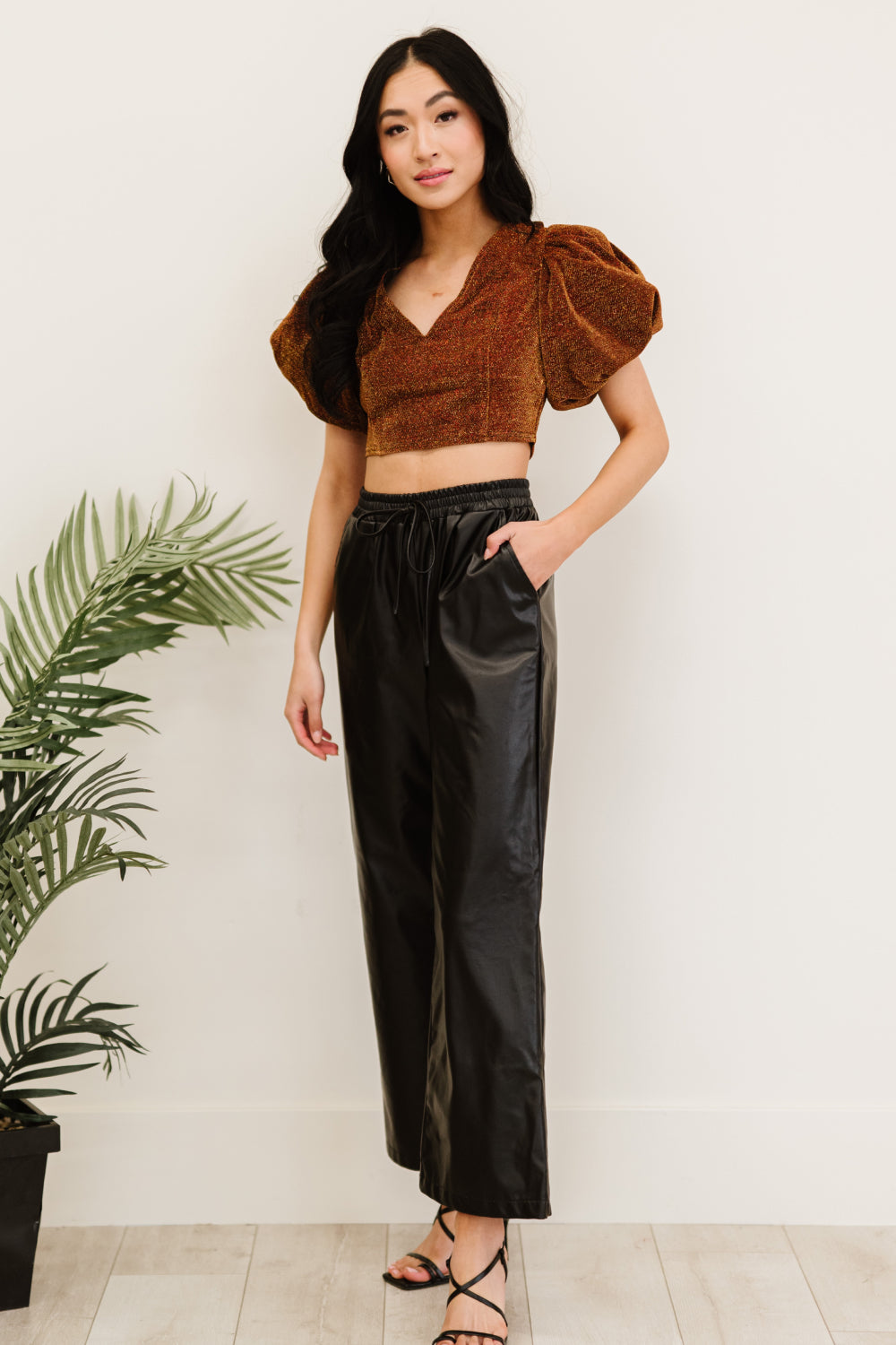 Glitter Puff Cropped Top