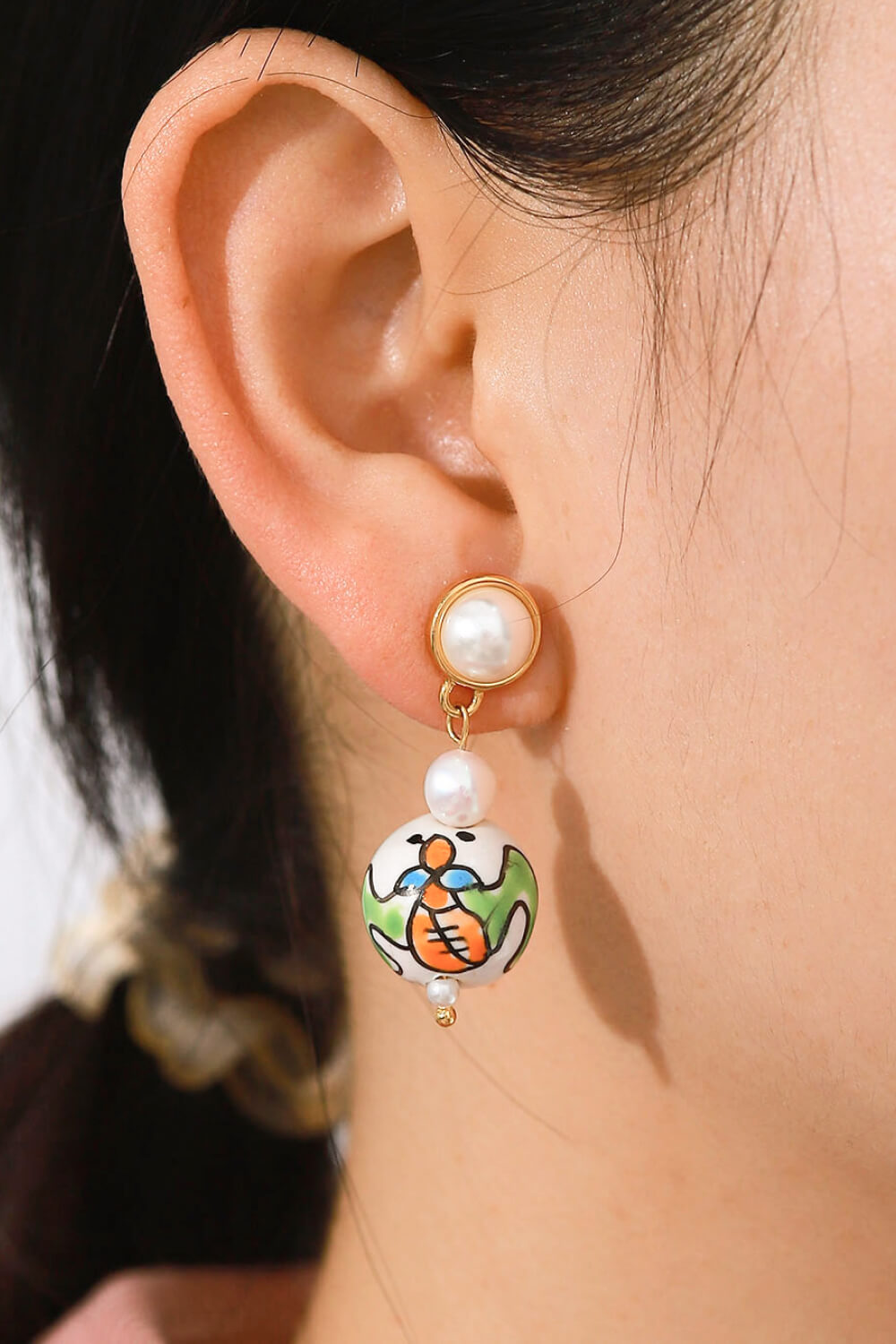 Pearl Painted Ceramic Drop Earrings