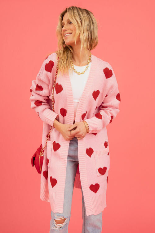 Heart open front cardigan