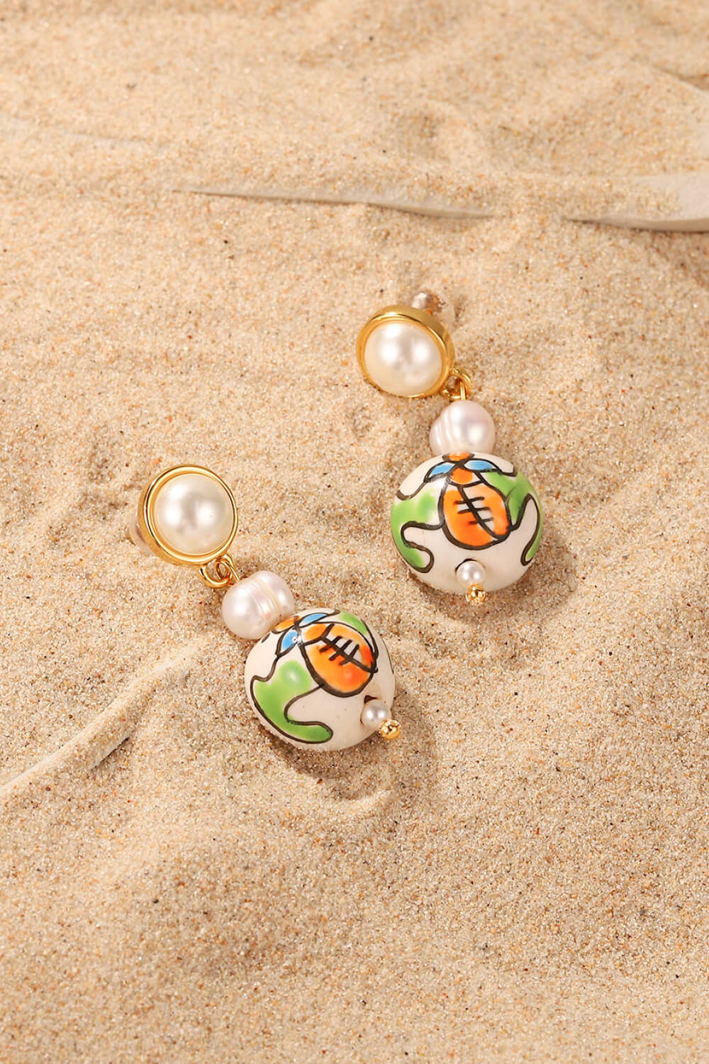 Pearl Painted Ceramic Drop Earrings
