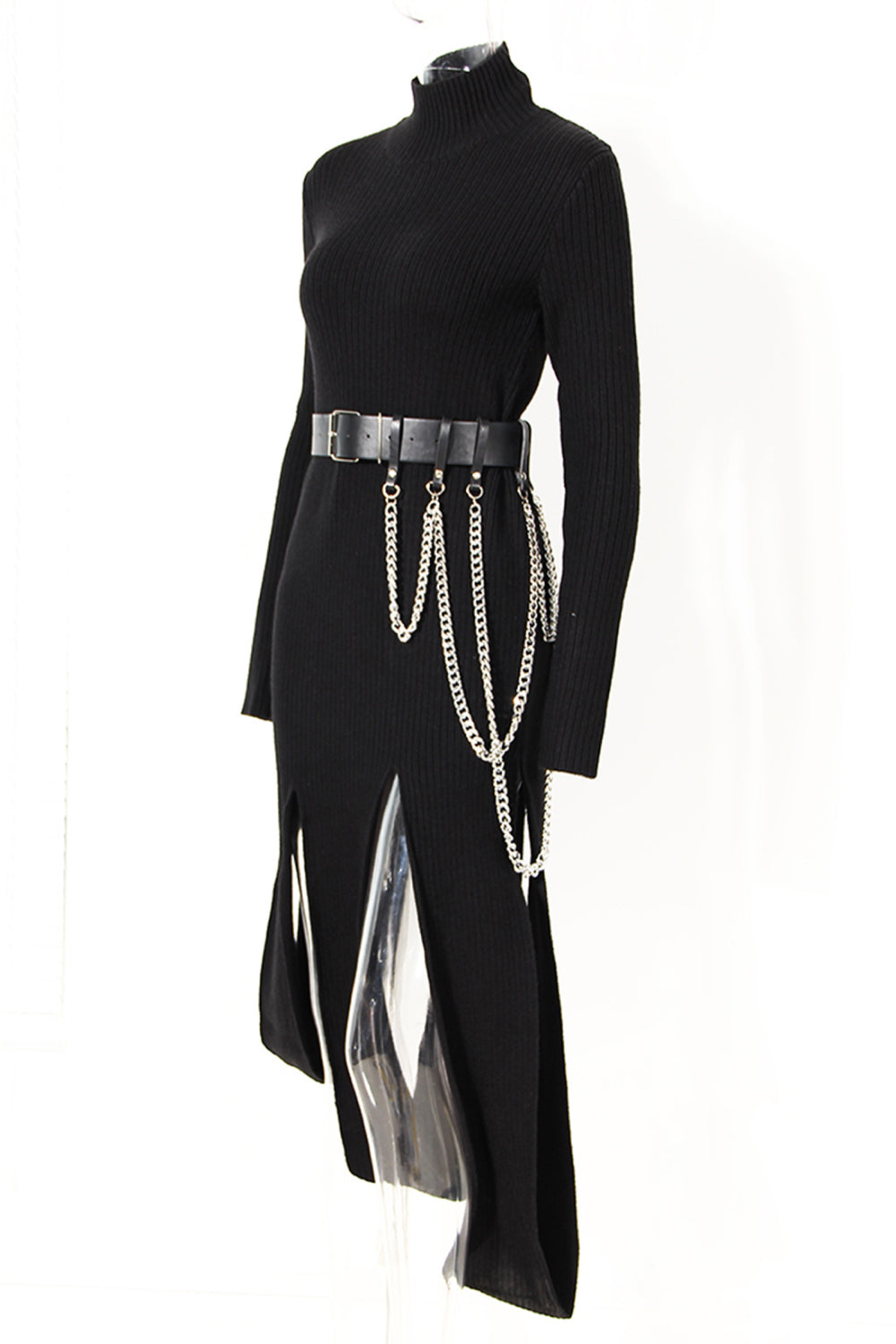 Asymmetrical Dress with Chain Belt