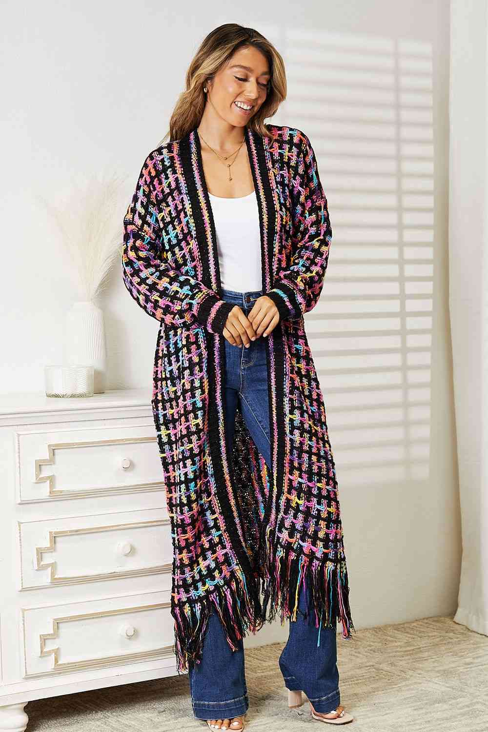 Multicolored Fringe Cardigan