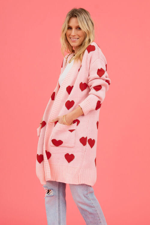 Heart open front cardigan