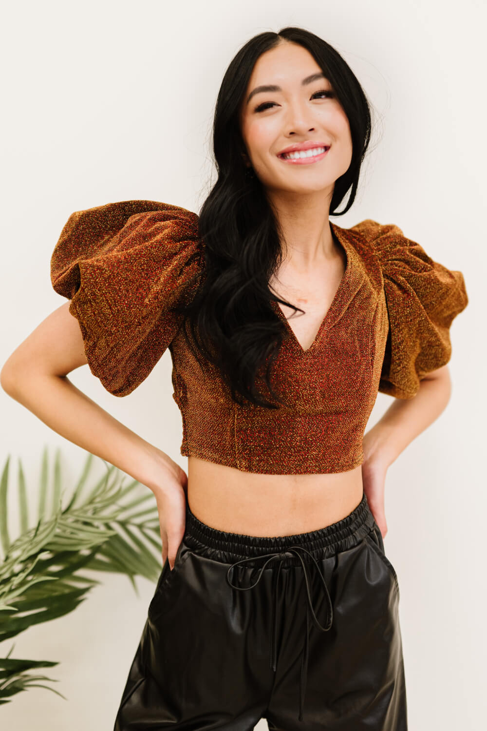 Glitter Puff Cropped Top