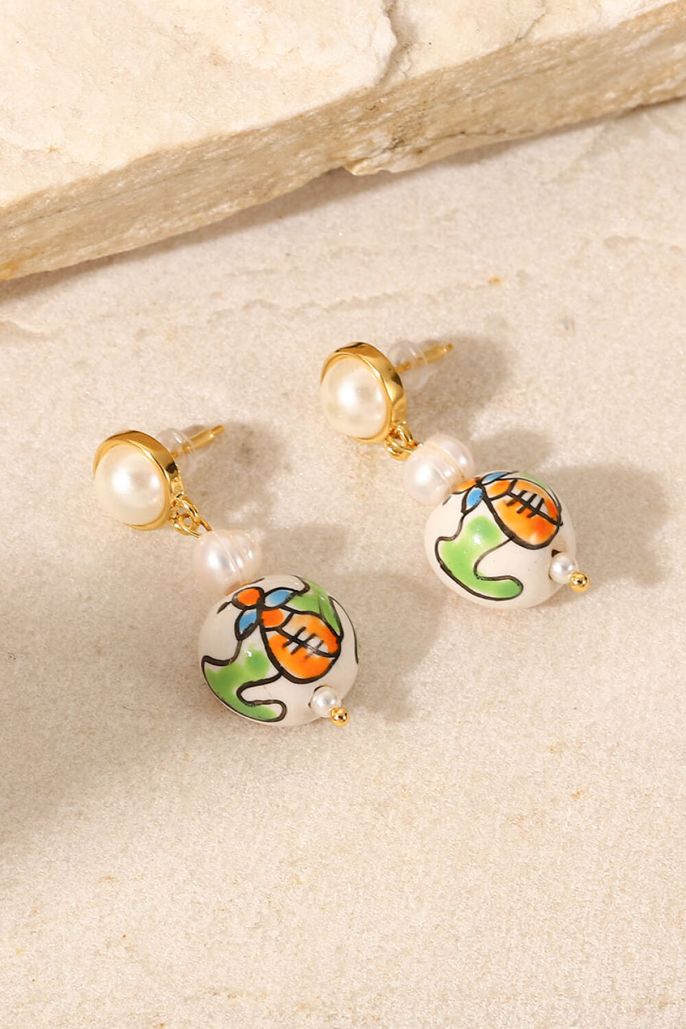 Pearl Painted Ceramic Drop Earrings