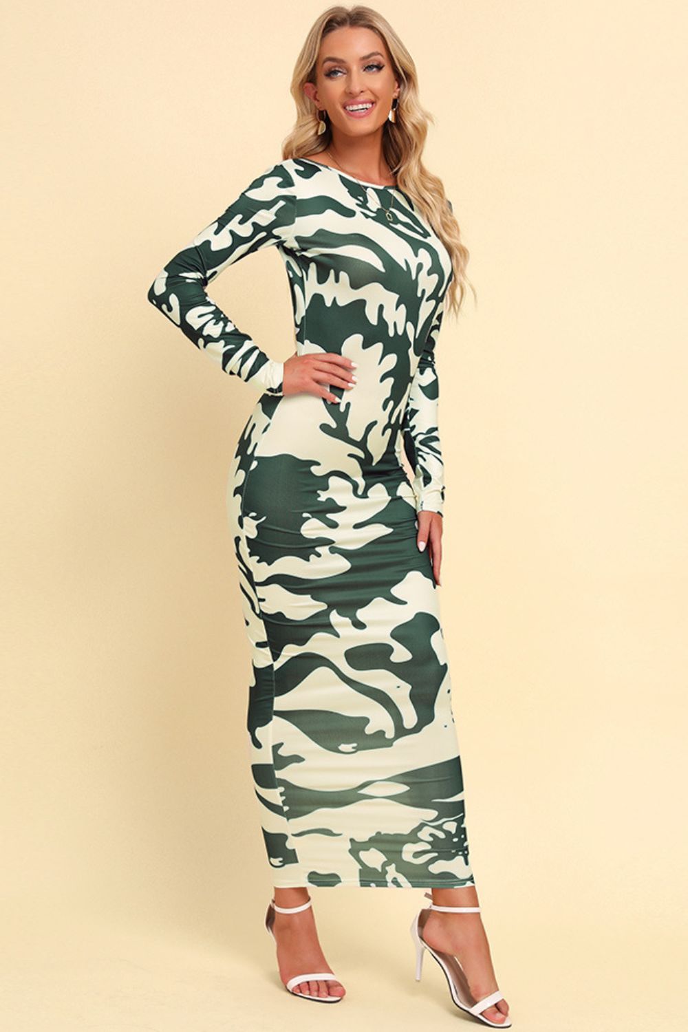Printed Backless Maxi