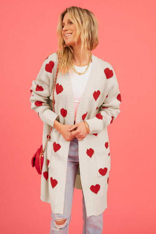 Heart open front cardigan