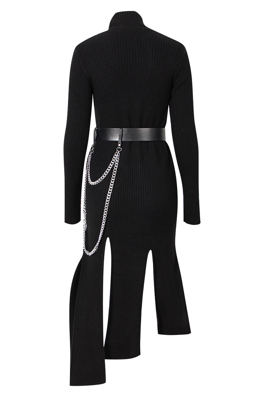 Asymmetrical Dress with Chain Belt