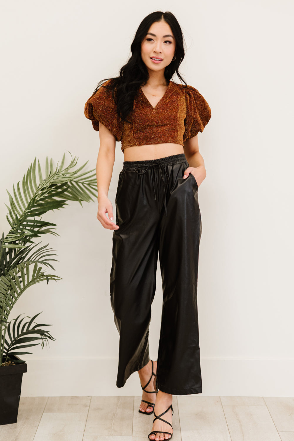Glitter Puff Cropped Top