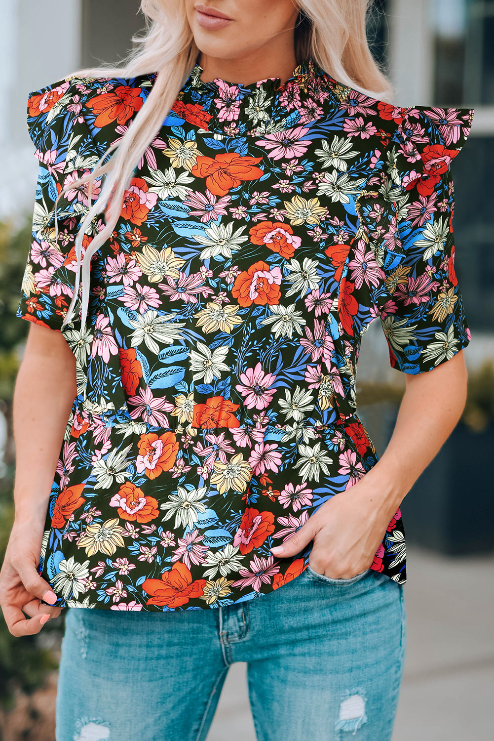 Floral Ruffle Blouse