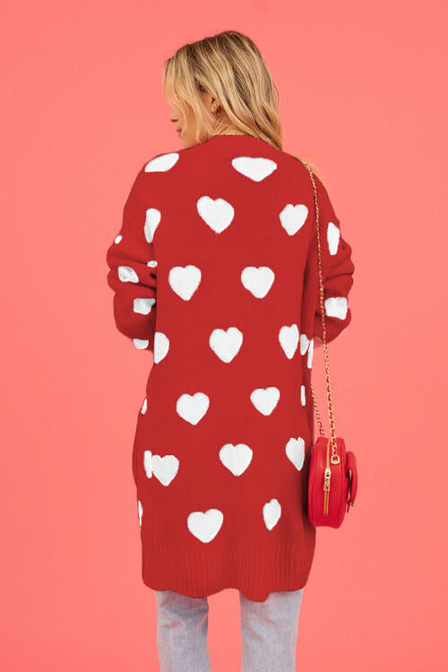 Heart open front cardigan