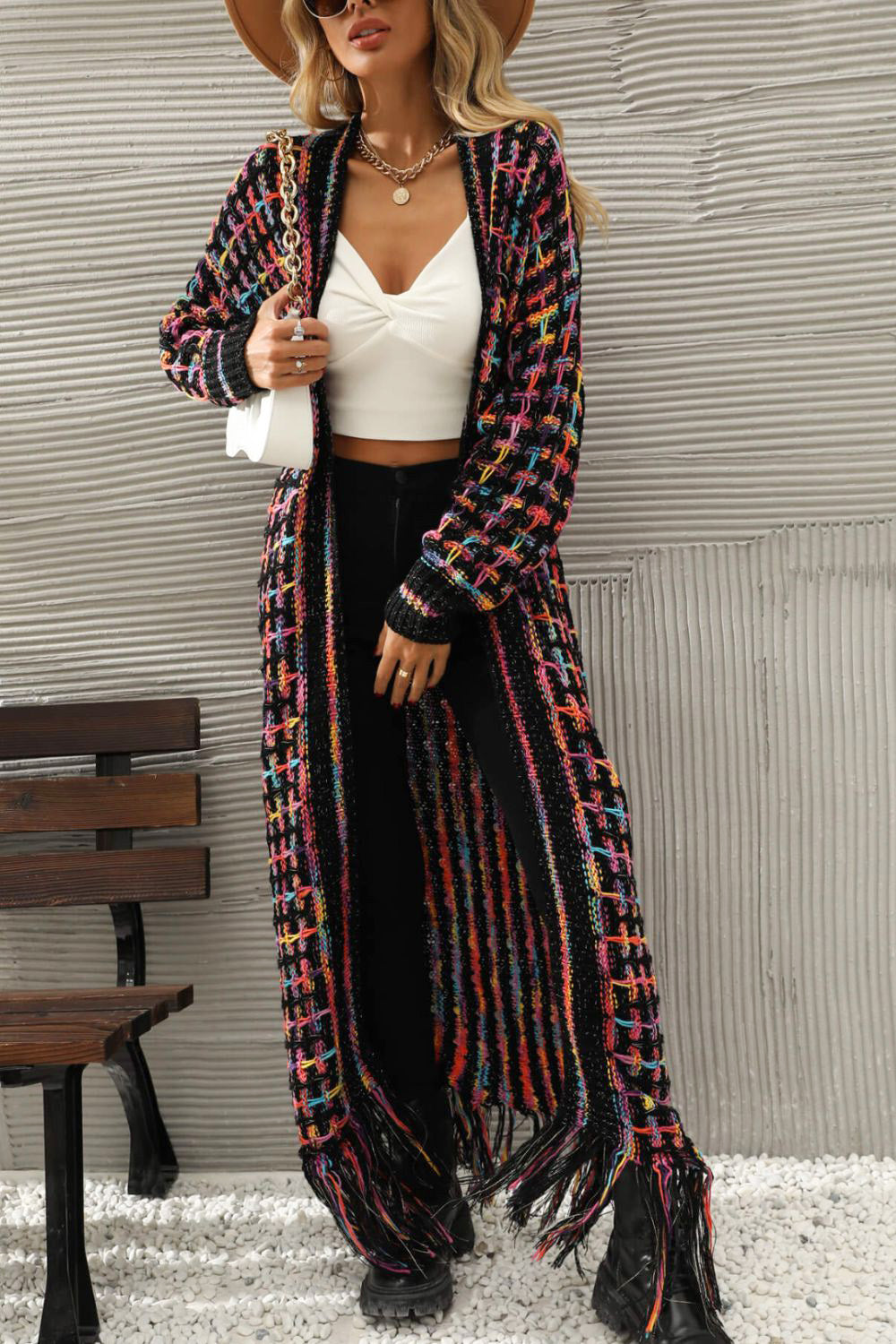 Multi Fringe Hem Cardigan