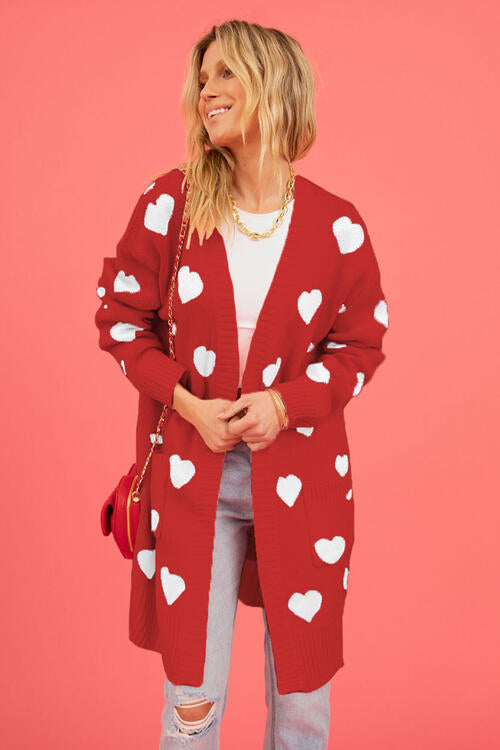 Heart open front cardigan