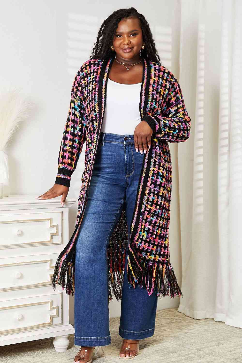 Multicolored Fringe Cardigan
