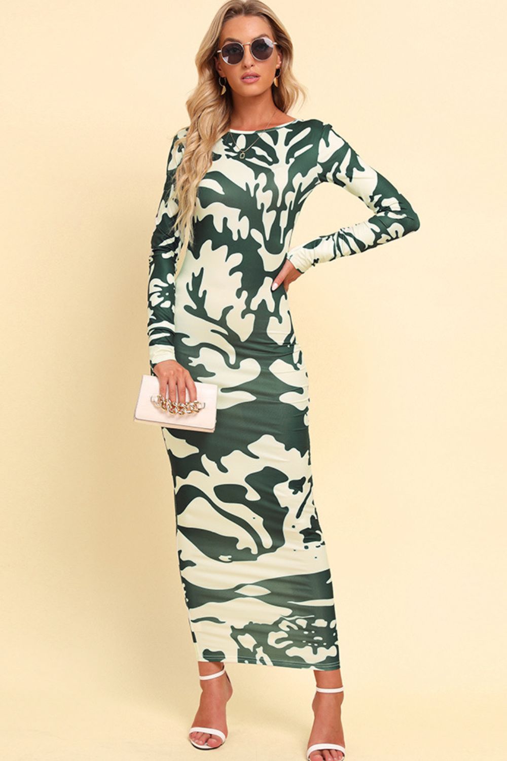 Printed Backless Maxi