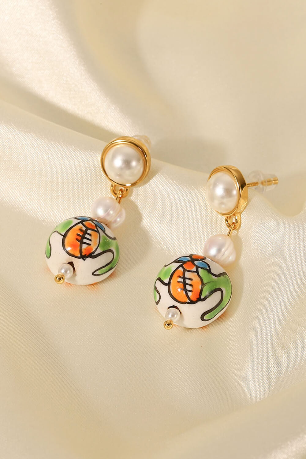Pearl Painted Ceramic Drop Earrings