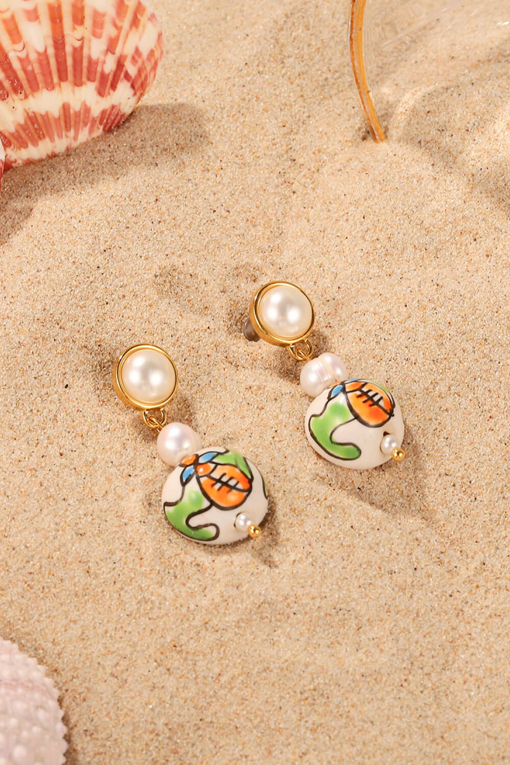 Pearl Painted Ceramic Drop Earrings