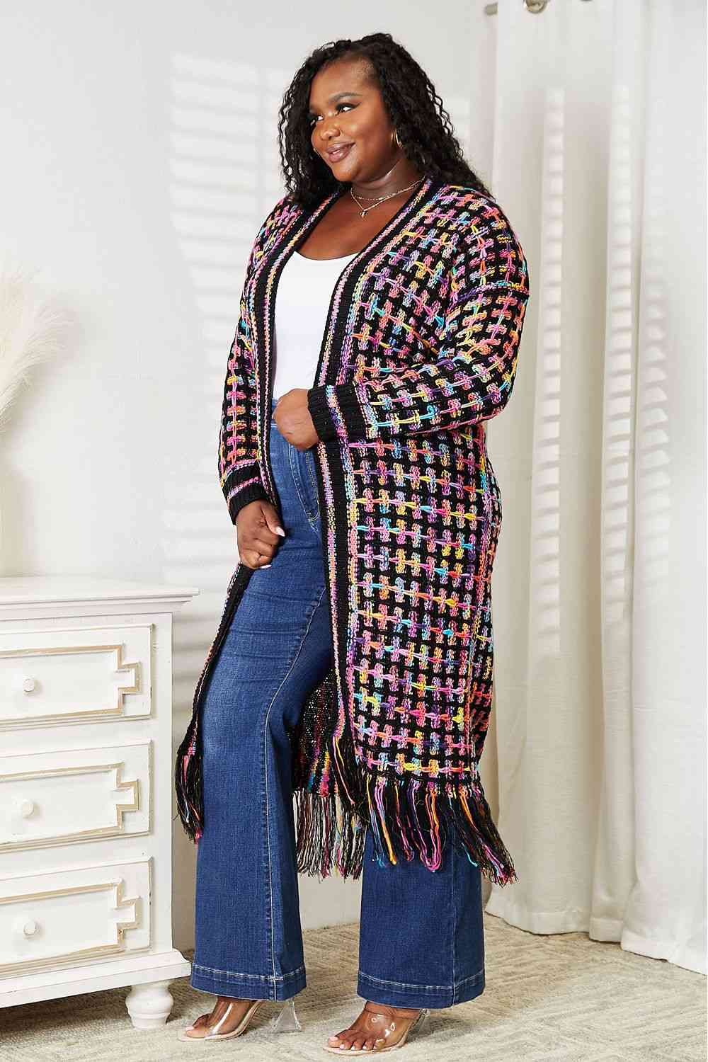 Multicolored Fringe Cardigan
