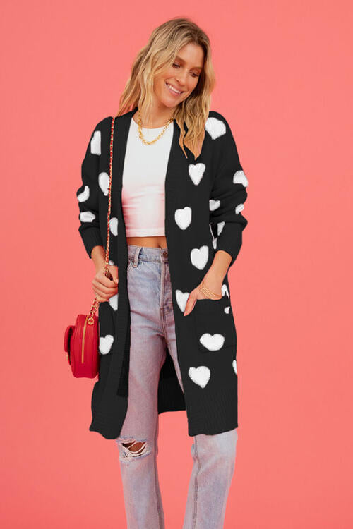 Heart open front cardigan