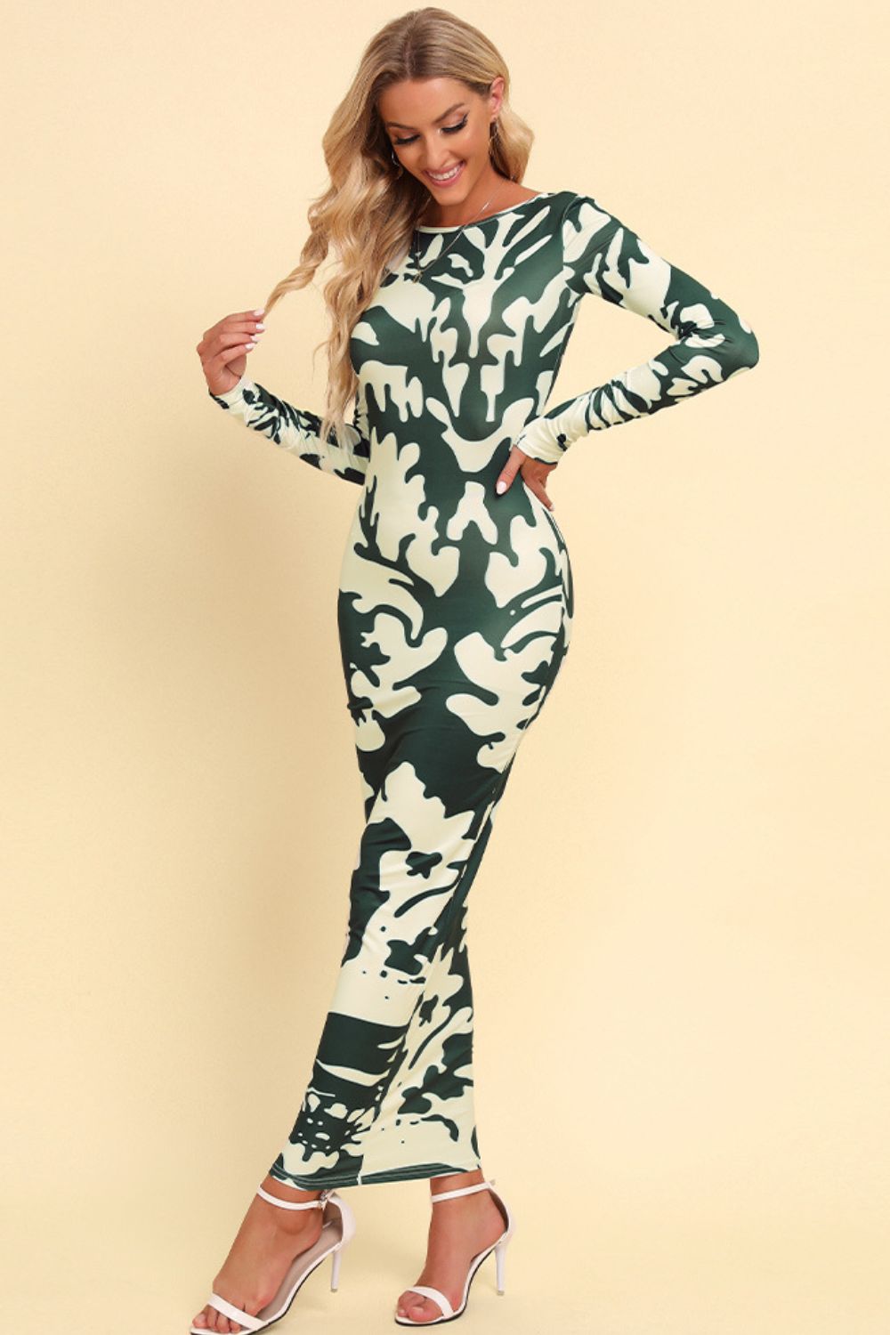 Printed Backless Maxi
