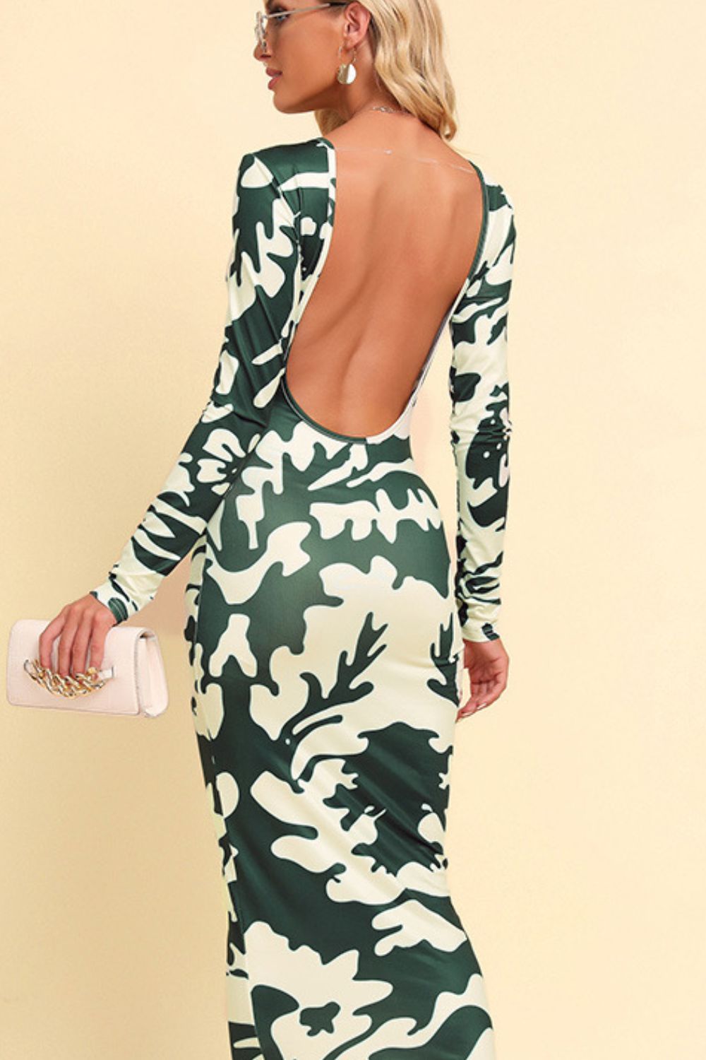 Printed Backless Maxi