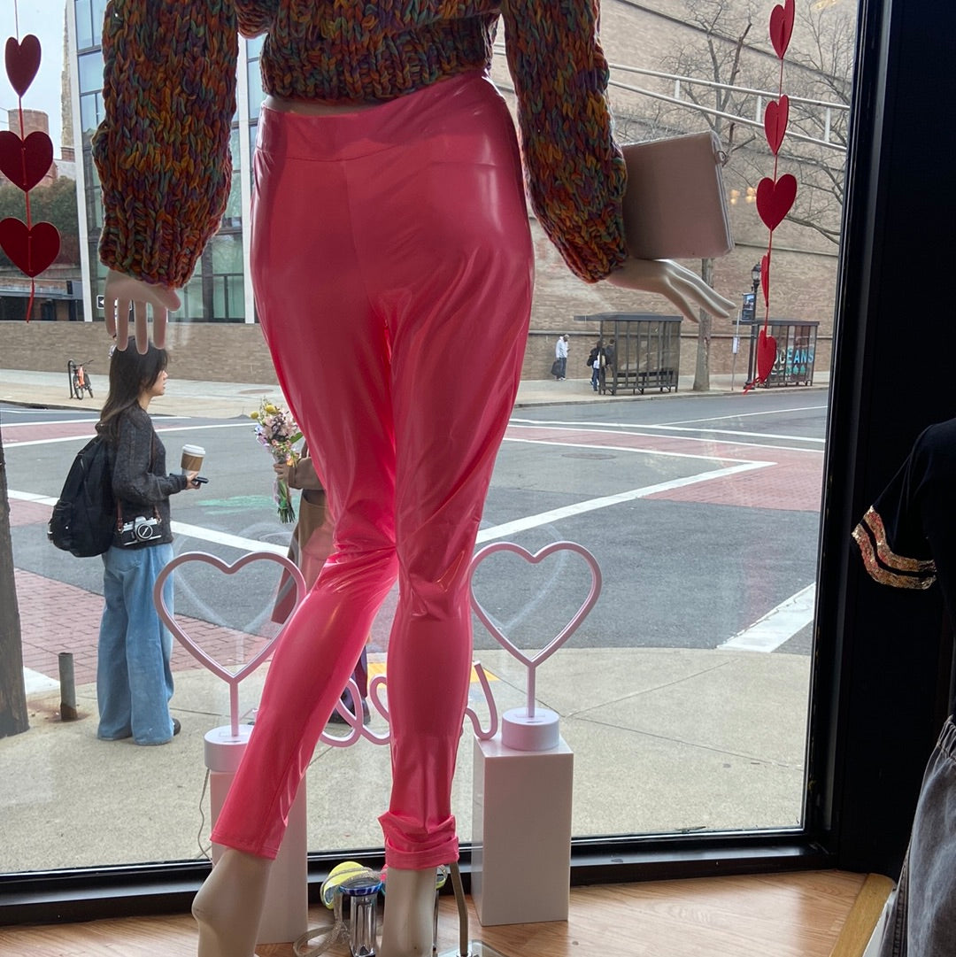 Think pink latex pants