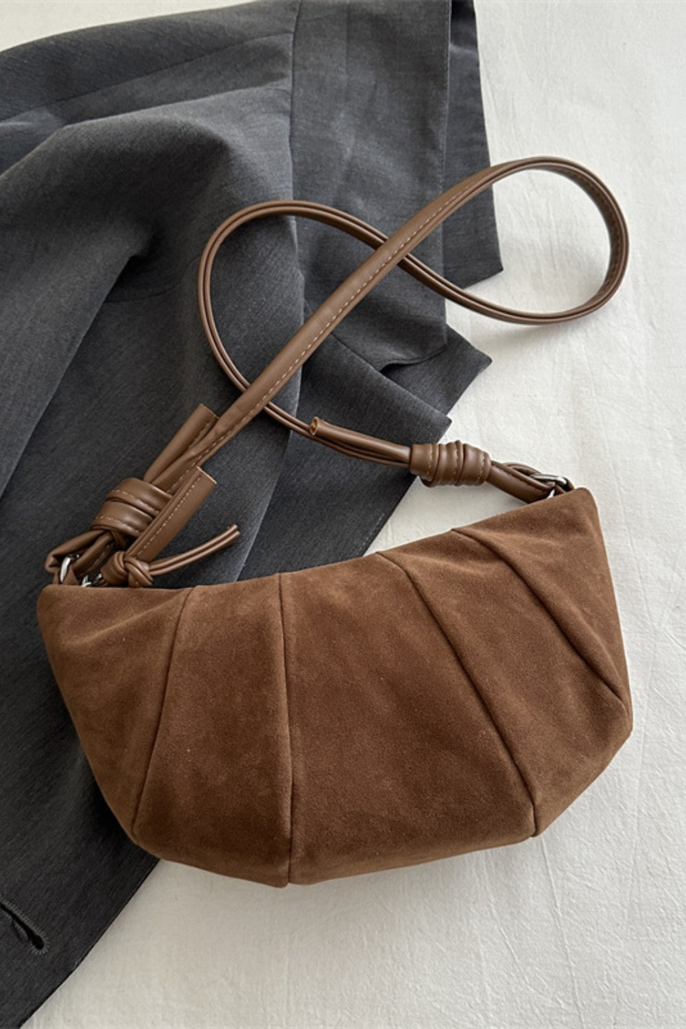 Suede Croissant Shape Bag