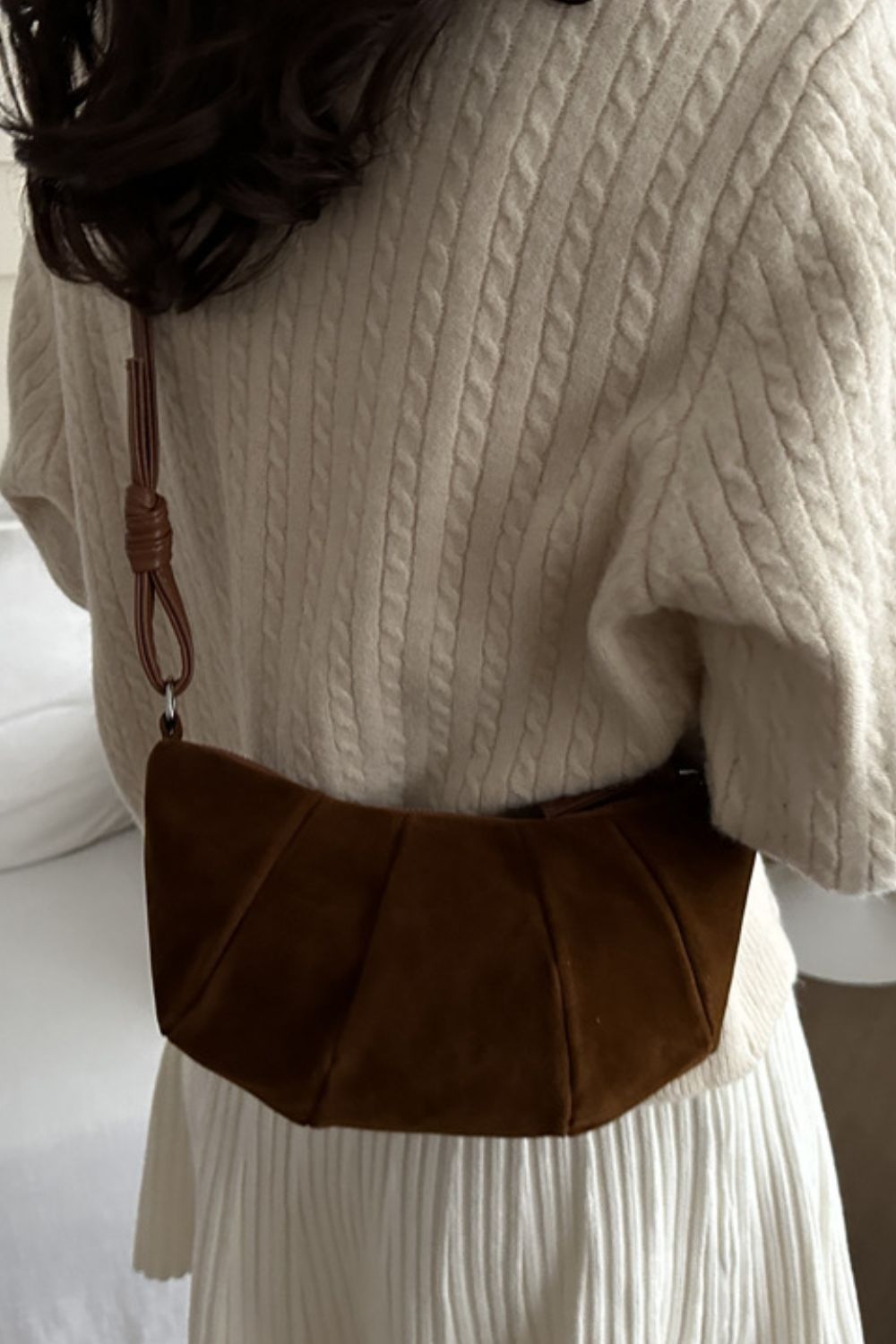 Suede Croissant Shape Bag