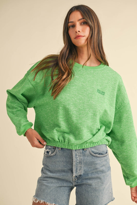 Embroidery Crop Sweatshirt (green)