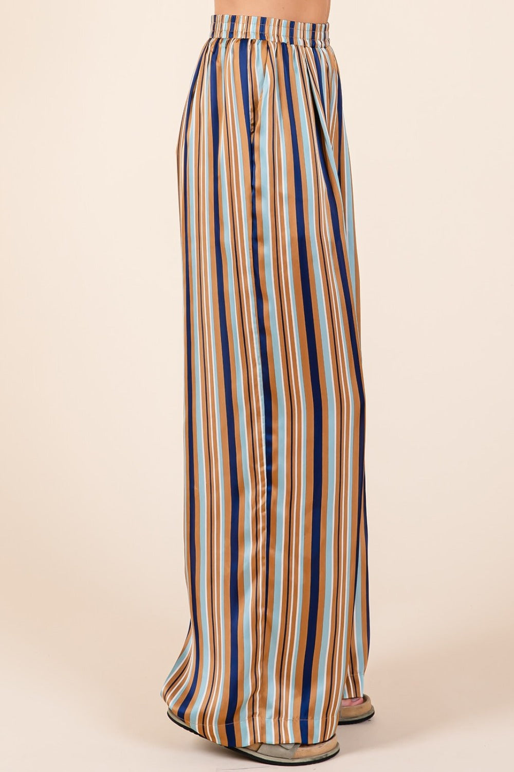 Striped Waist Wide Leg Pants