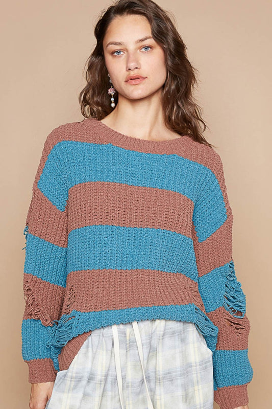 Striped Distressed Sweater