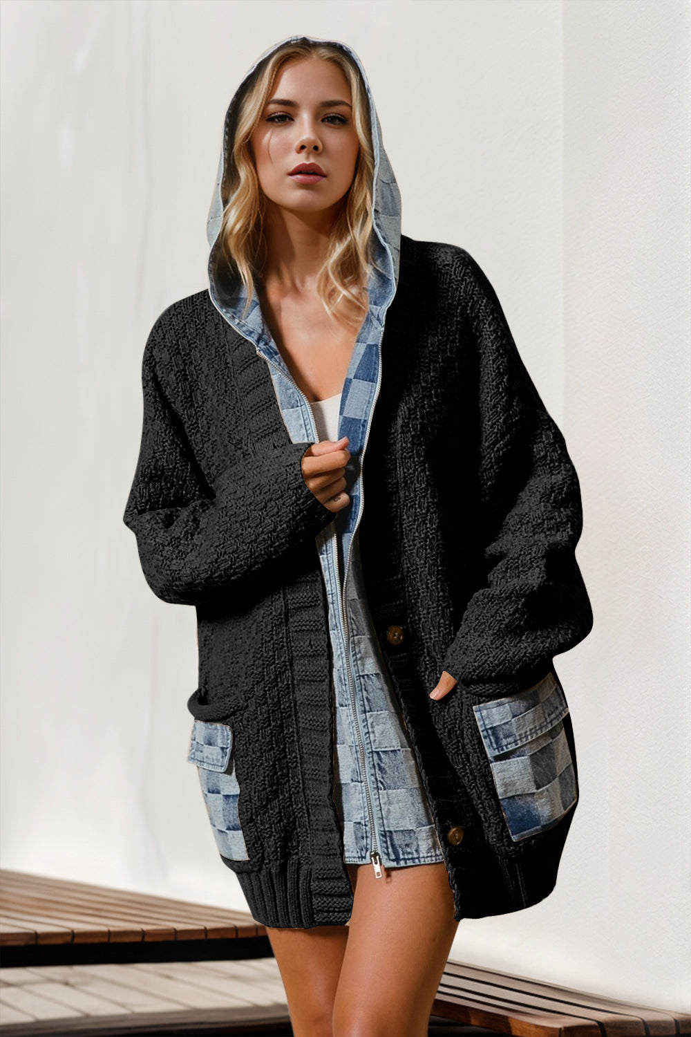 Denim cozy cardigan