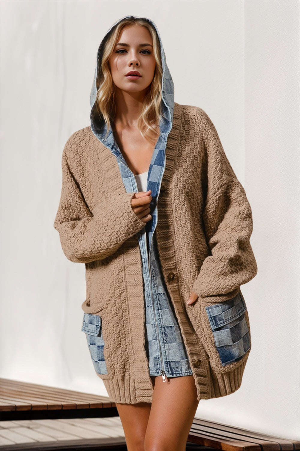 Denim cozy cardigan