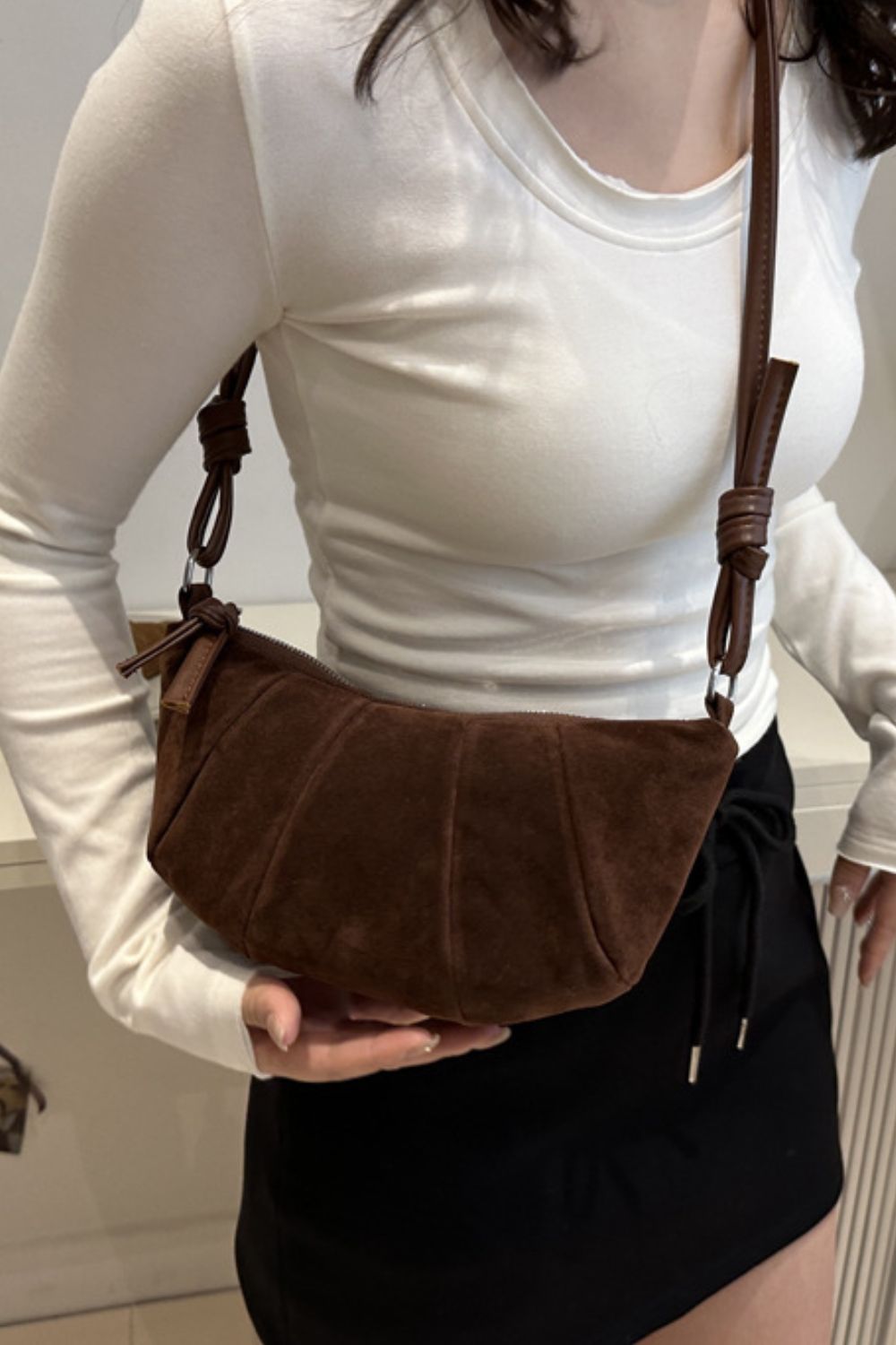 Suede Croissant Shape Bag