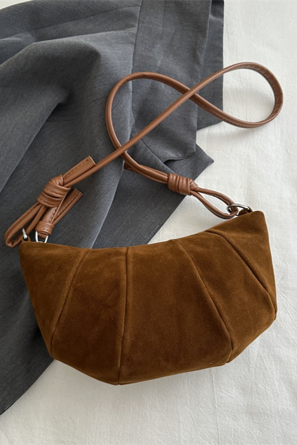 Suede Croissant Shape Bag