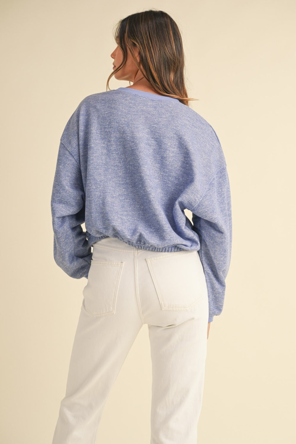 Embroidery Crop Sweatshirt (blue)